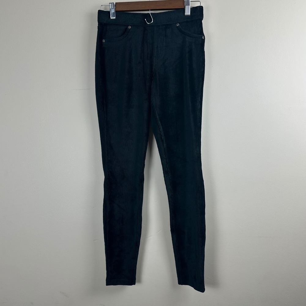 HUE Classic Corduroy Skinny Pants Womens Small Black Pull On NWT
